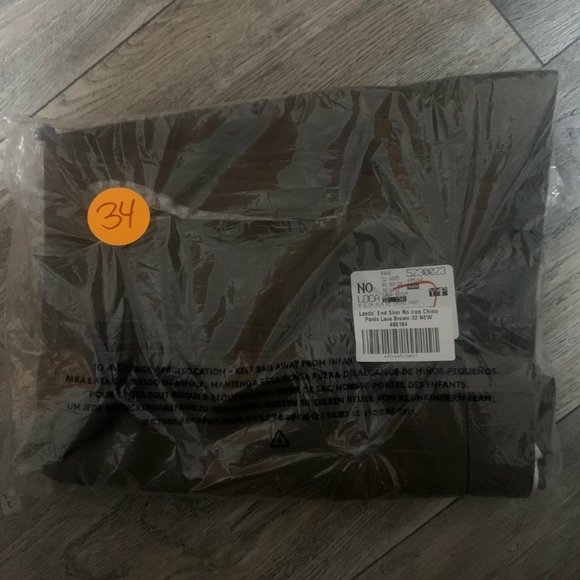 NWT LANDS' END SLIM NO IRON CHINO PANTS COLOR LAVA BROWN 32X34 - Picture 4 of 6